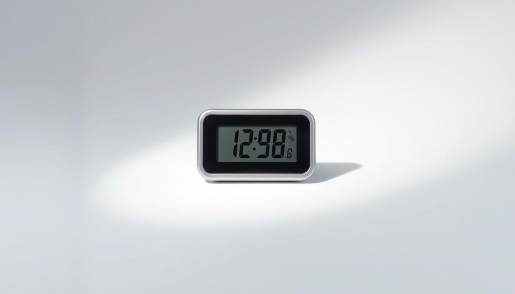 A detailed, high-resolution photograph of a modern digital hygrometer against a clean, minimalist background. The hygrometer is positioned in the center of the frame, showcasing its sleek, metallic design and easy-to-read digital display. Soft, diffused lighting from the top left illuminates the device, creating subtle shadows that emphasize its form. The background is a neutral, muted color, allowing the hygrometer to be the focal point. The overall atmosphere is one of simplicity, precision, and technological elegance, reflecting the importance of humidity measurement in various applications. A detailed, high-resolution photograph of a modern digital hygrometer against a clean, minimalist background. The hygrometer is positioned in the center of the frame, showcasing its sleek, metallic design and easy-to-read digital display. Soft, diffused lighting from the top left illuminates the device, creating subtle shadows that emphasize its form. The background is a neutral, muted color, allowing the hygrometer to be the focal point. The overall atmosphere is one of simplicity, precision, and technological elegance, reflecting the importance of humidity measurement in various applications.