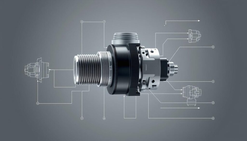 An engineering diagram showcasing the key components and working principles of a monostable push button. Detailed illustrations of the button's internal structure, including the spring-loaded mechanism, electrical contacts, and housing. The image should have a technical, informative tone, with clean lines, precise engineering drawings, and a neutral color palette of greys, blacks, and silvers to convey the industrial nature of the subject matter. The perspective should be a cross-sectional view, allowing the viewer to clearly see the button's inner workings. Optimal lighting to highlight the mechanical details and create depth and dimension in the image.